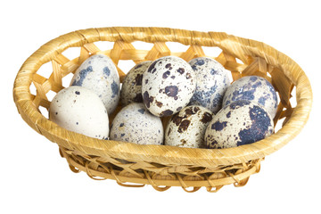 quail eggs in a basket