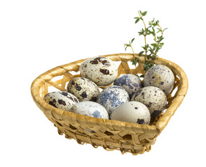 quail eggs in a basket