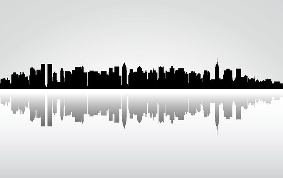 Colorful City New York panorama, vector