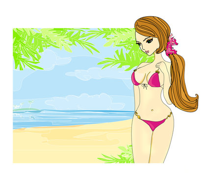 Summer sexy beach girl