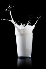 Splash in a glass with milk