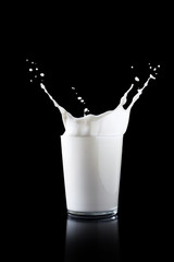 Splash in a glass with milk