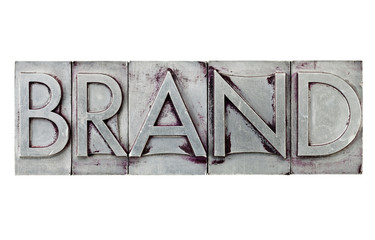 brand word in metal type