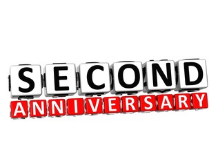 3D Second Anniversary Button Click Here Block Text