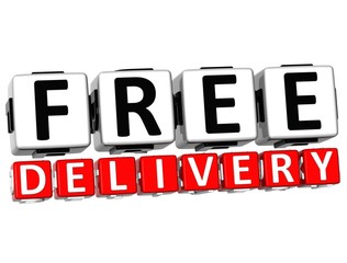 3D Free Delivery Button Click Here Block Text