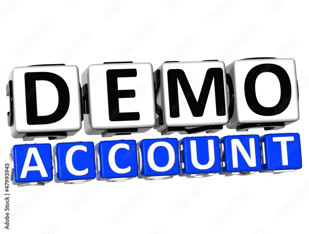 Poster 3d demo account button click here block text