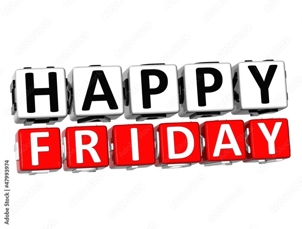 Fototapete 3d happy friday button click here block text