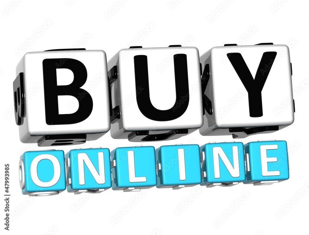 Poster 3d buy online button click here block text