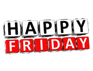 3D Happy Friday Button Click Here Block Text