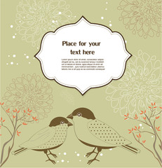 Floral greeting card with birds