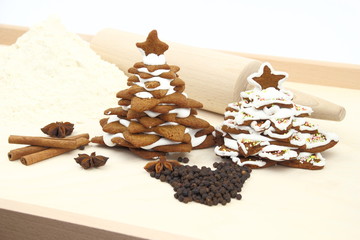 Christmas tree  made of gingerbread on a pastry