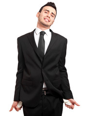 Businessman with empty pockets