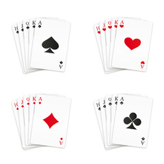 Royal straight flush playing cards set