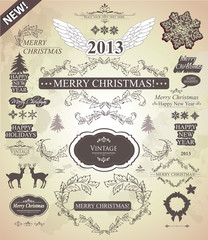 Christmas decoration- Set of calligraphic and vintage labels