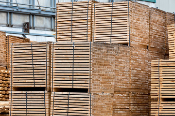 New Wooden Stacked Pallets