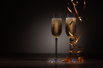 Glasses of champagne at new year party