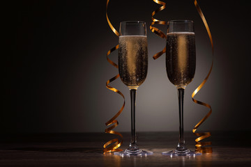 Glasses of champagne at new year party