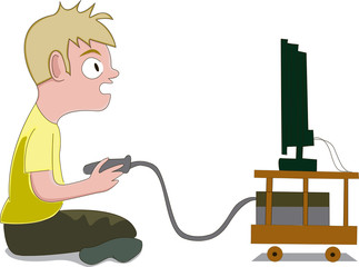 Boy playing video games