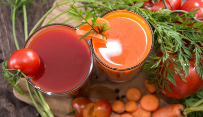 Vegetable Juices with ingredients