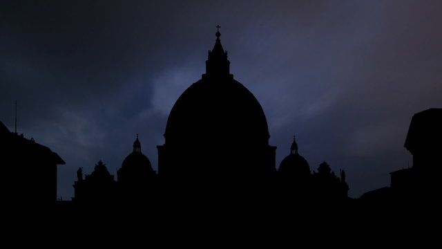 Italy Vatican city St Peter basilica night storm