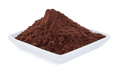 Heap of cocoa isolated on white