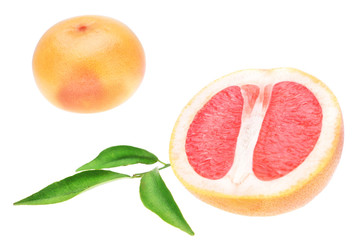 Grapefruit in a cut on a white background. Close-up.