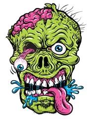 Fotobehang Detailed Zombie Head Illustration © Michael Hinkle