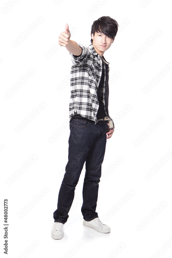 Canvas Prints young man student show thumb up