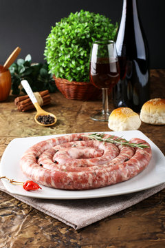 Sicilian raw sausage with pepper and rosemary