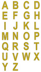 Yellow alphabet from cubes.