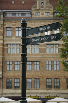 Signpost in Malmo, Sweden