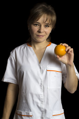 Woman with orange