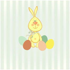 vector illustration of easter bunny with colorful egg