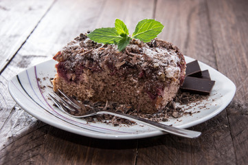 Piece of Chocolate Cake on a plate