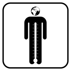 eco man symbol with thermometer, vector