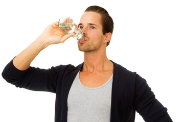 Portrait of man drinking water