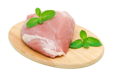 raw meat close up on white background