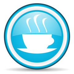 coffee blue glossy icon on white background