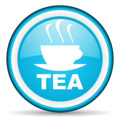 tea blue glossy icon on white background