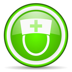 nurse green glossy icon on white background