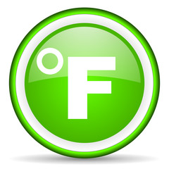 fahrenheit green glossy icon on white background