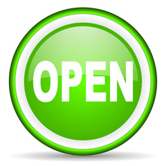 open green glossy icon on white background