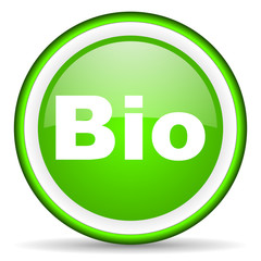 bio green glossy icon on white background