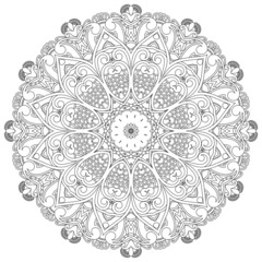 Ornamental circle on white background. Floral mandala