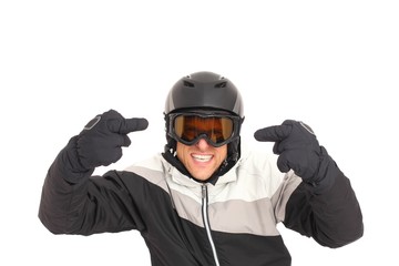 Skifahrer aggressiv freigestellt