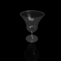 Empty glass of vodka isolated on black