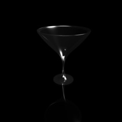 Empty martini glass isolated on black