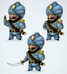 Captain in a turban. In the three positions.