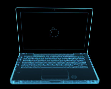 Modern laptop isolated on black