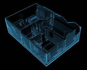 House isolated on black